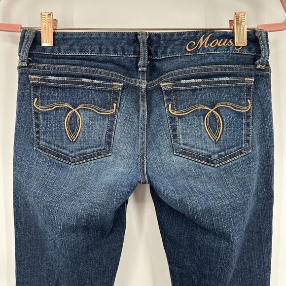 Original Moussy Vintage Dark Low Rise Bootcut Jean Size 26 RARE Embroidered Name - Picture 7 of 12